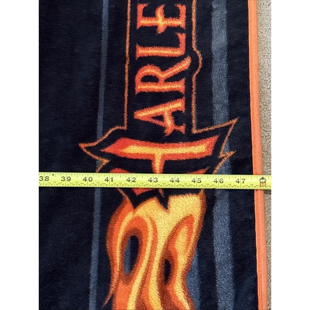 Harley Davidson Motorcycle Bike Fleece Throw Blanket 4'x 5' Flames 2008 Biker